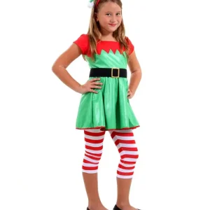 Fantasia Infantil Duende de Natal Luxo Feminina