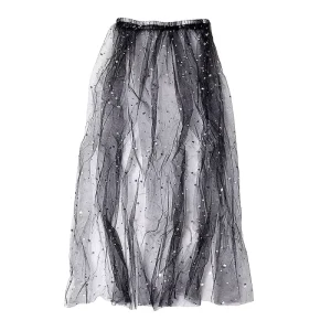 Saia Tule Adulto – 85cm – Preta com Estrelas