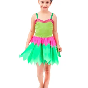 Vestido Fantasia Infantil Fada Bico Rosa e Verde