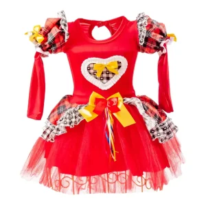 Vestido Junino Bebê Luxo – Vermelho