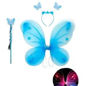 Kit Fantasia Infantil Asa Borboleta Led – Azul