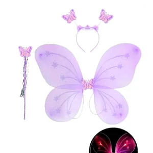 Kit Fantasia Infantil Asa Borboleta Led – Lilás