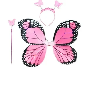 Kit Fantasia Infantil Borboleta – 3 Peças – Rosa