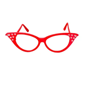 Óculos Gatinho com Strass – Vermelho