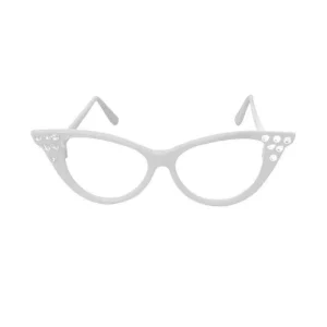 Óculos Gatinho com Strass – Branco
