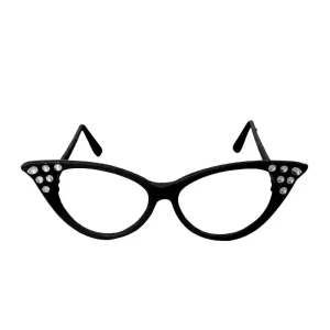 Óculos Gatinho com Strass – Preto