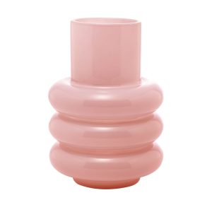 VASO DE VIDRO GOMOS ROSA 10CM X 10CM X 14CM