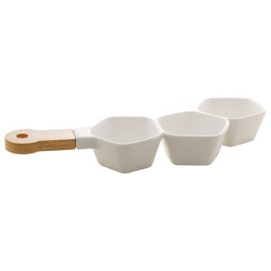 PETISQUEIRA PORCELANA C/CABO BAMBU BRANCO MATT 36x13x5cm