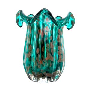 VASO DE VIDRO SODO-CALCICO FLAT ITALY AZUL E ROSE 18x21cm