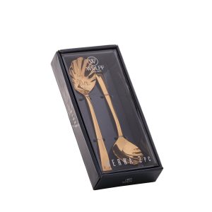 CJ 2 COLHERES ACO INOX P/ACUCAR BERNA DOURADO