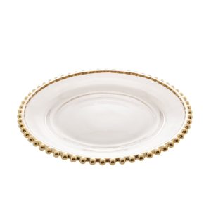 PRATO CRISTAL DE CHUMBO C/BORDA DOURADA PEARL 20cm