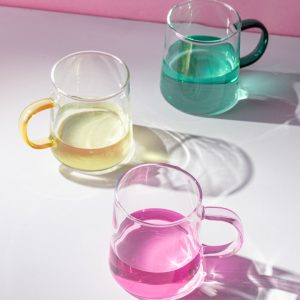 CANECA DE VIDRO COM ALCA FUN ROSA 320ML