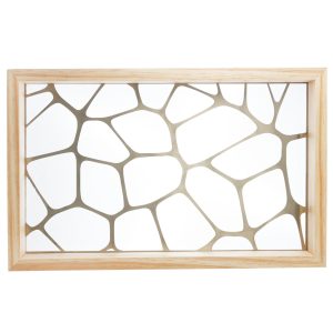 BANDEJA DE MADEIRA C/FUNDO DE VIDRO PINUS 47CM X 32CM X 4,5CM