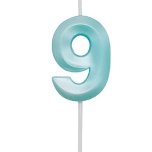 VELA MINI DESIGN AZUL TIFFANY NUMERO – 9