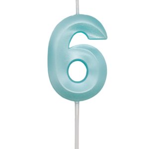 VELA MINI DESIGN AZUL TIFFANY NUMERO – 6