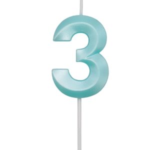 VELA MINI DESIGN AZUL TIFFANY NUMERO – 3