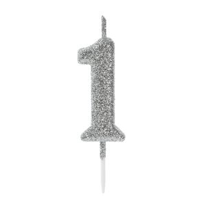 VELA PEQUENA PRATEADA GLITTER 1