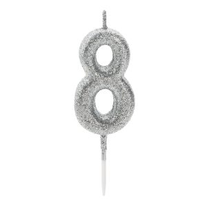 VELA PEQUENA PRATEADA GLITTER – 8