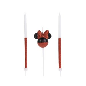 VELA MINNIE 360 MEIO GLITTER VERMELHA