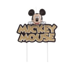 VELA MICKEY COLORIDO GLITTER DOURADO