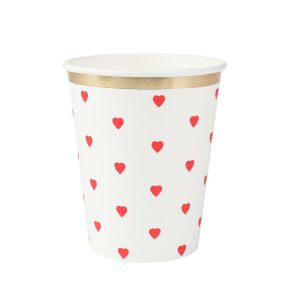 COPO PAPEL MINI CORACAO VERMELHO BORDA DOURADA C/10 UNIDADES 270ML