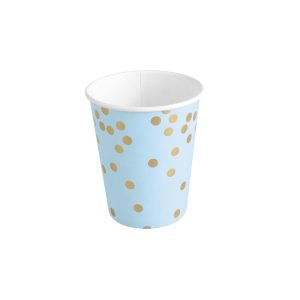 COPO PAPEL CONFETES DOURADOS AZUL BEBE C/10 UNIDADES 270ML