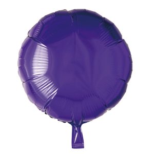 BALAO METALIZADO REDONDO C/ CANUDO ROXO 18 POLEGADAS