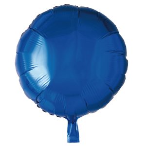 BALAO METALIZADO REDONDO C/ CANUDO AZUL 18