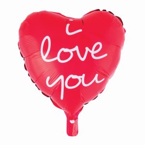 BALAO METALIZADO I LOVE YOU C/ CANUDO 18 POLEGADAS
