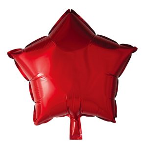 BALAO METALIZADO ESTRELA C/ CANUDO VERMELHA 18 POLEGADAS