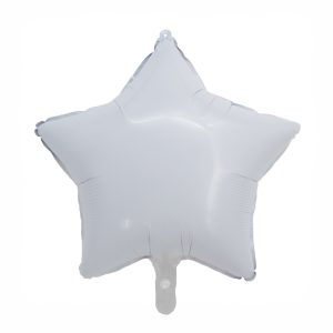 BALAO METALIZADO ESTRELA C/ CANUDO BRANCO 18 POLEGADAS