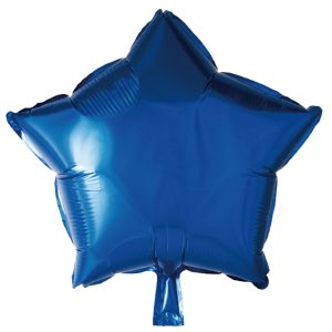 BALAO METALIZADO ESTRELA C/ CANUDO AZUL 18 POLEGADAS