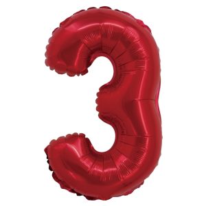 BALAO METALIZADO C/ CANUDO 16 POLEGADAS VERMELHO NUMERO 3