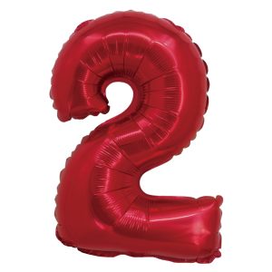 BALAO METALIZADO C/ CANUDO 16 POLEGADAS VERMELHO NUMERO 2