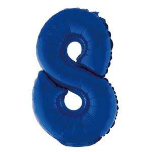 BALAO METALIZADO C/ CANUDO 16 POLEGADAS AZUL NUMERO 8