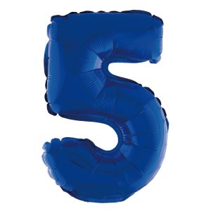 BALAO METALIZADO C/ CANUDO 16 POLEGADAS AZUL NUMERO 5