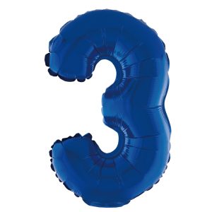 BALAO METALIZADO C/ CANUDO 16 POLEGADAS AZUL NUMERO 3
