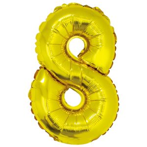 BALAO METALIZADO C/ CANUDO 16 POLEGADAS DOURADO NUMERO 8