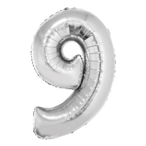 BALAO METALIZADO 34 POLEGADAS PRATEADO NUMERO 9