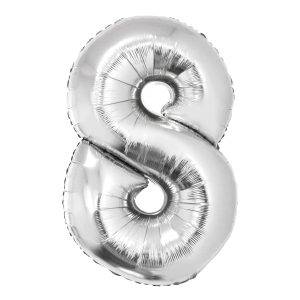 BALAO METALIZADO 34 POLEGADAS PRATEADO NUMERO 8