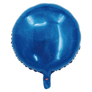 BALAO HOLOGRAFICO REDONDO C/ CANUDO AZUL 18 POLEGADAS