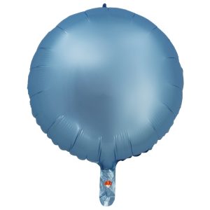 BALAO CROMADO REDONDO C/ CANUDO AZUL BEBE 18 POLEGADAS