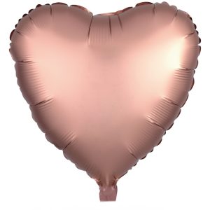 BALAO CROMADO CORACAO C/ CANUDO ROSE GOLD 18 POLEGADAS