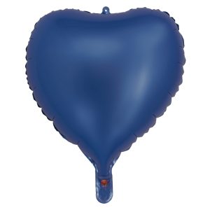 BALAO CROMADO CORACAO C/ CANUDO AZUL 18 POLEGADAS
