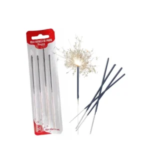 VELA ESTRELA DE PRATA 14CM CARTELA C/4 UN