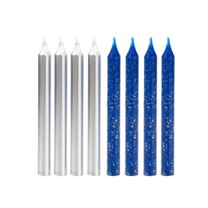 VELA PALITO AZUL GLITTER E PRATA