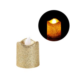 VELA LED DOURADA CHAMA VERMELHA COM BRILHO 4,5CM