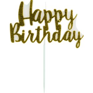 VELA HAPPY BIRTHDAY GLITTER DOURADA