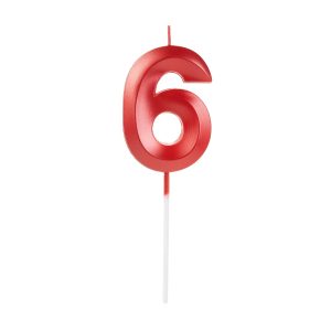 VELA DESIGN VERMELHA PEROLIZADA NUMERO – 6
