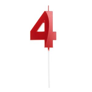 VELA DESIGN VERMELHA PEROLIZADA NUMERO – 4